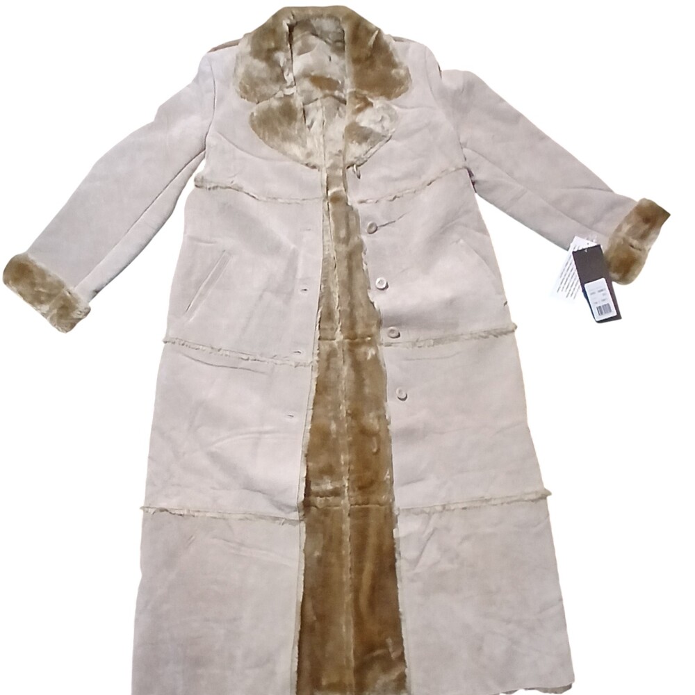 NWT Vintage Brandon Thomas Womens XL Shearling Duster Coat Leather Penny Lane